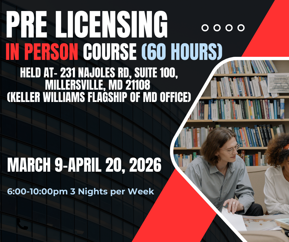 Real Estate 60 Hour Pre Licensing Course- IN PERSON March 9-April 20, 2026