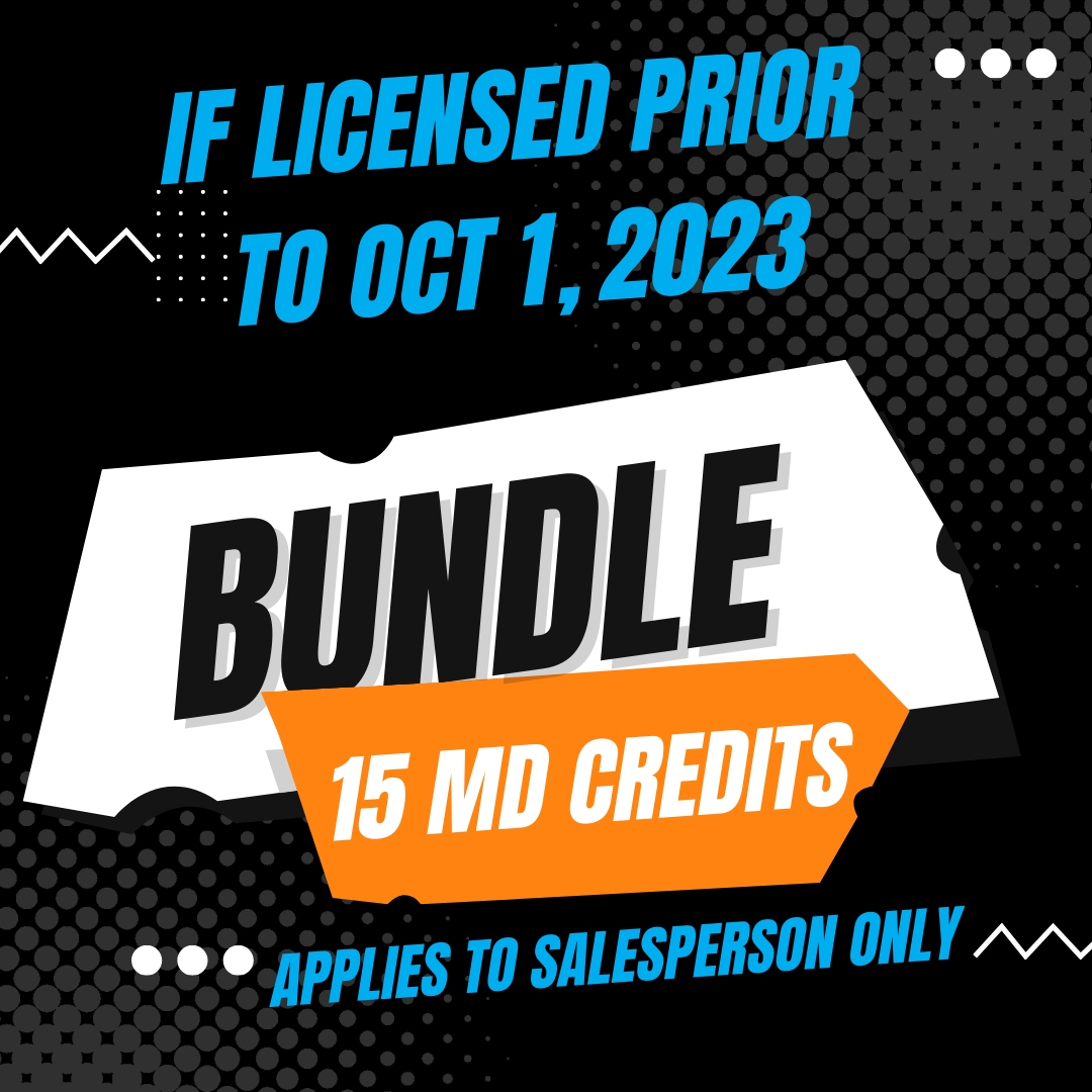 MD Salesperson ONLY Convenience Bundle 4 (FOUR DAYS)-ZOOM CE August 11, 13, 18 & 29, 2026