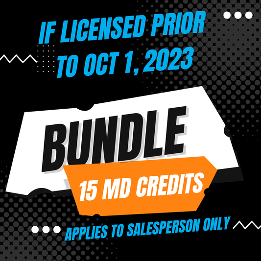 MD Salesperson ONLY Convenience Bundle 6 (FOUR DAYS)-ZOOM CE August 13,18,20 & 29, 2026